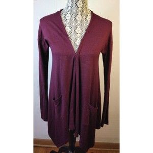Mudd Women  Dark Purple Marled Open Front Long Sleeve Cardigan Size XS